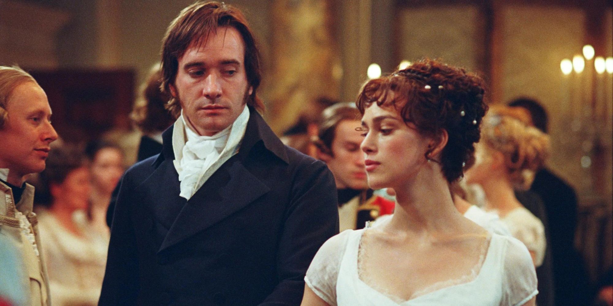 Elizabeth Bennett and Fitzwilliam Darcy dancing in Pride & Prejudice.