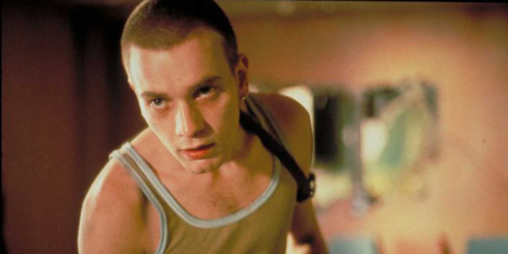 Ewan McGregor as drug addicted Mark Renton looking sick in 'Trainspotting'
