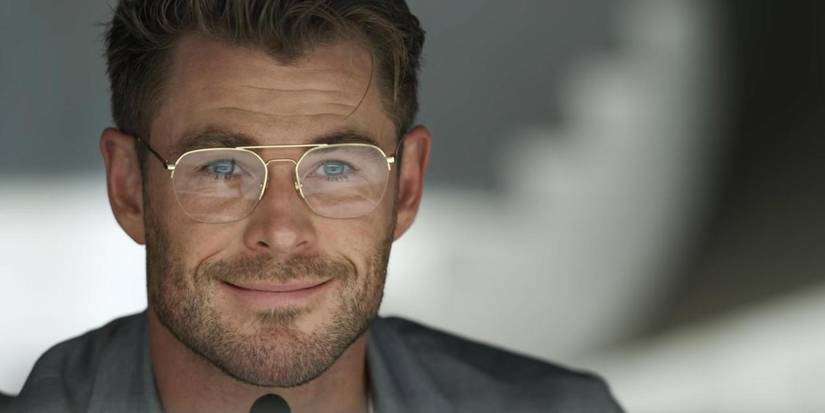 Chris Hemsworth smiling in Spiderhead