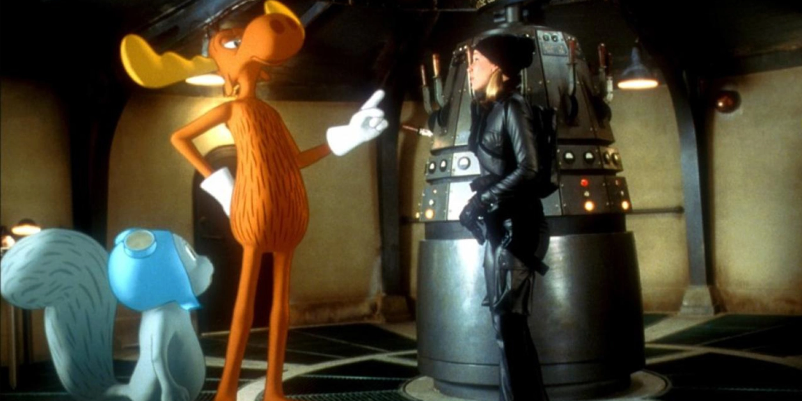 rocky and bullwinkle with real life costar piper perabo