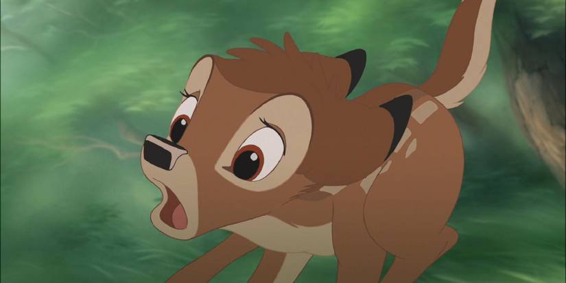 Bambi looking on in surprise and horror.
