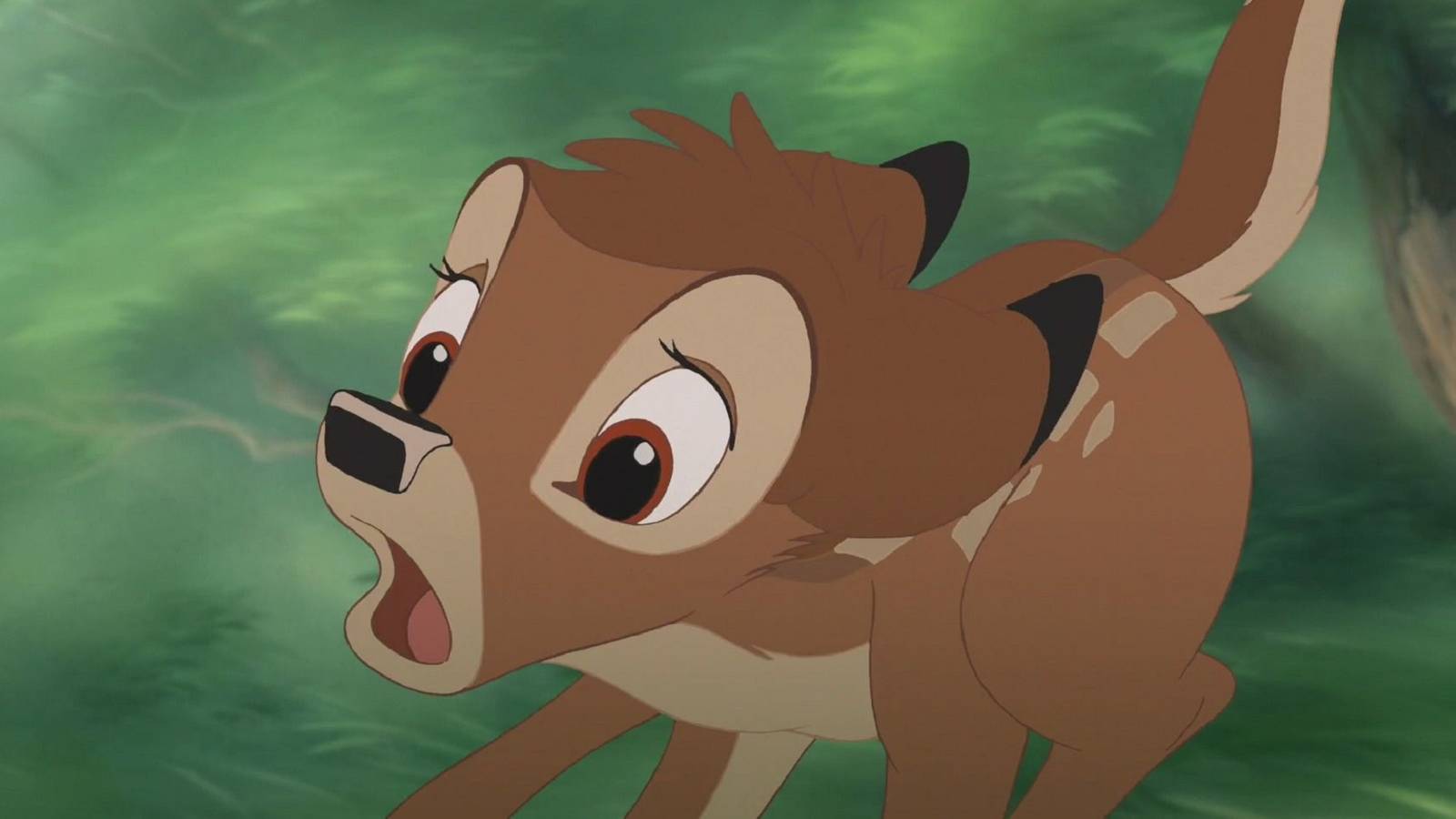 Bambi looking on in surprise and horror.