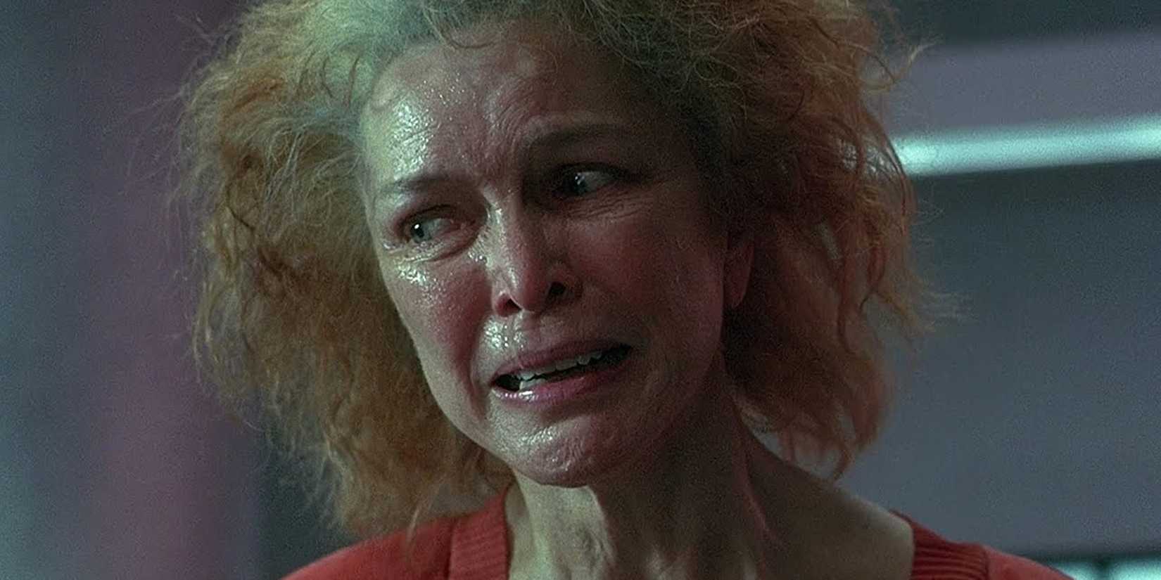 Ellen Burstyn as Sara Goldfarb on the verge of tears in Requiem for a Dream.