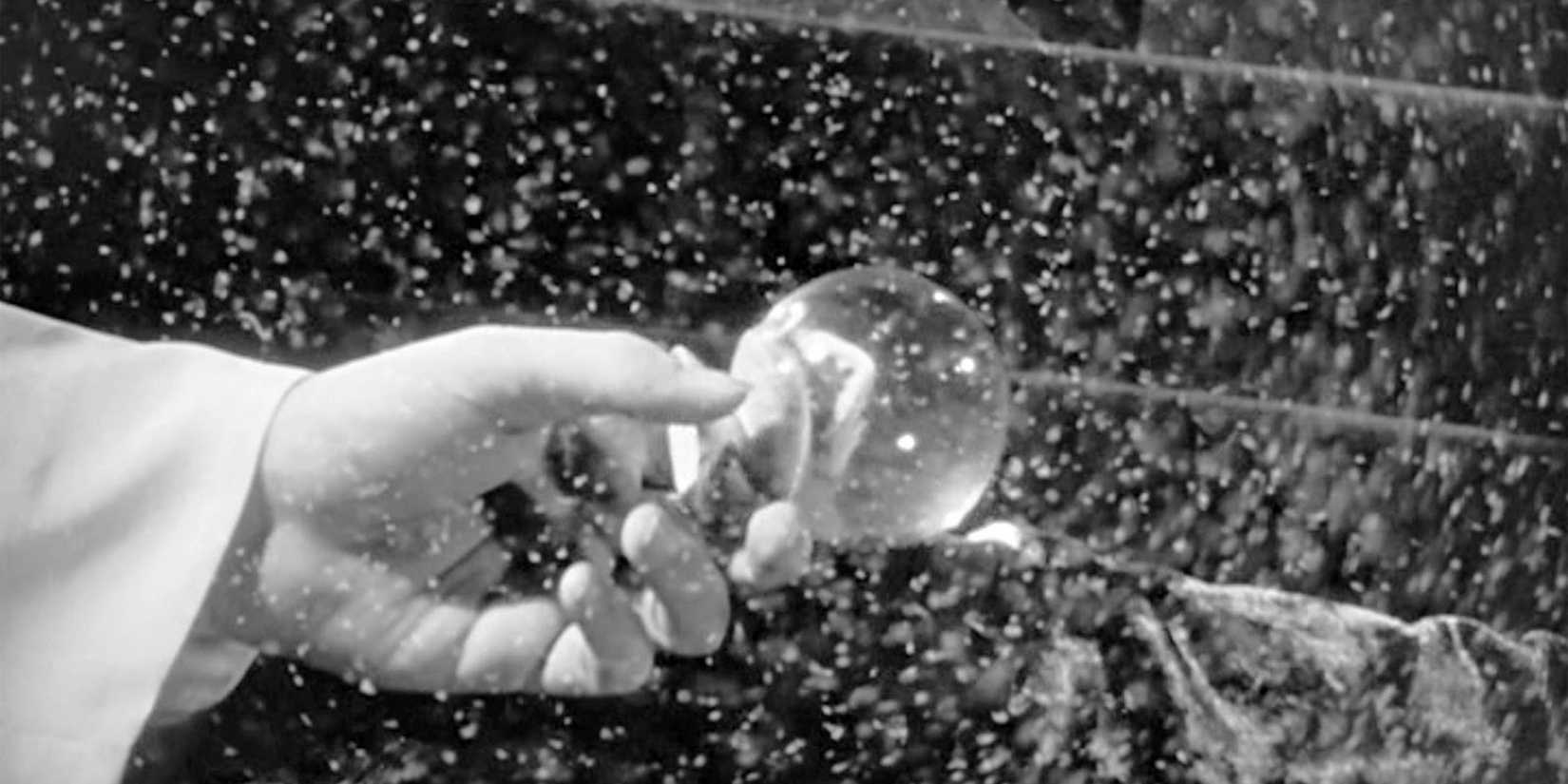 The snow globe from Citizen Kane being dropped down the stairs