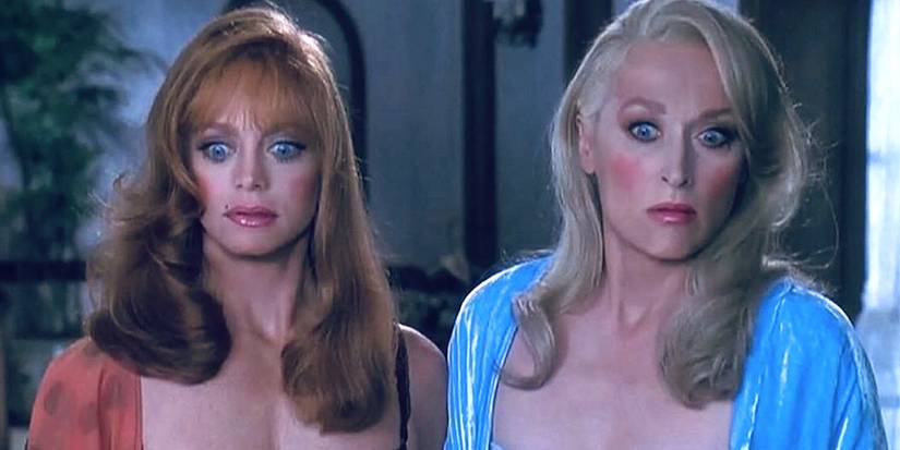 Meryl Streep and Goldie Hawn looking shocked in Death Becomes Her.