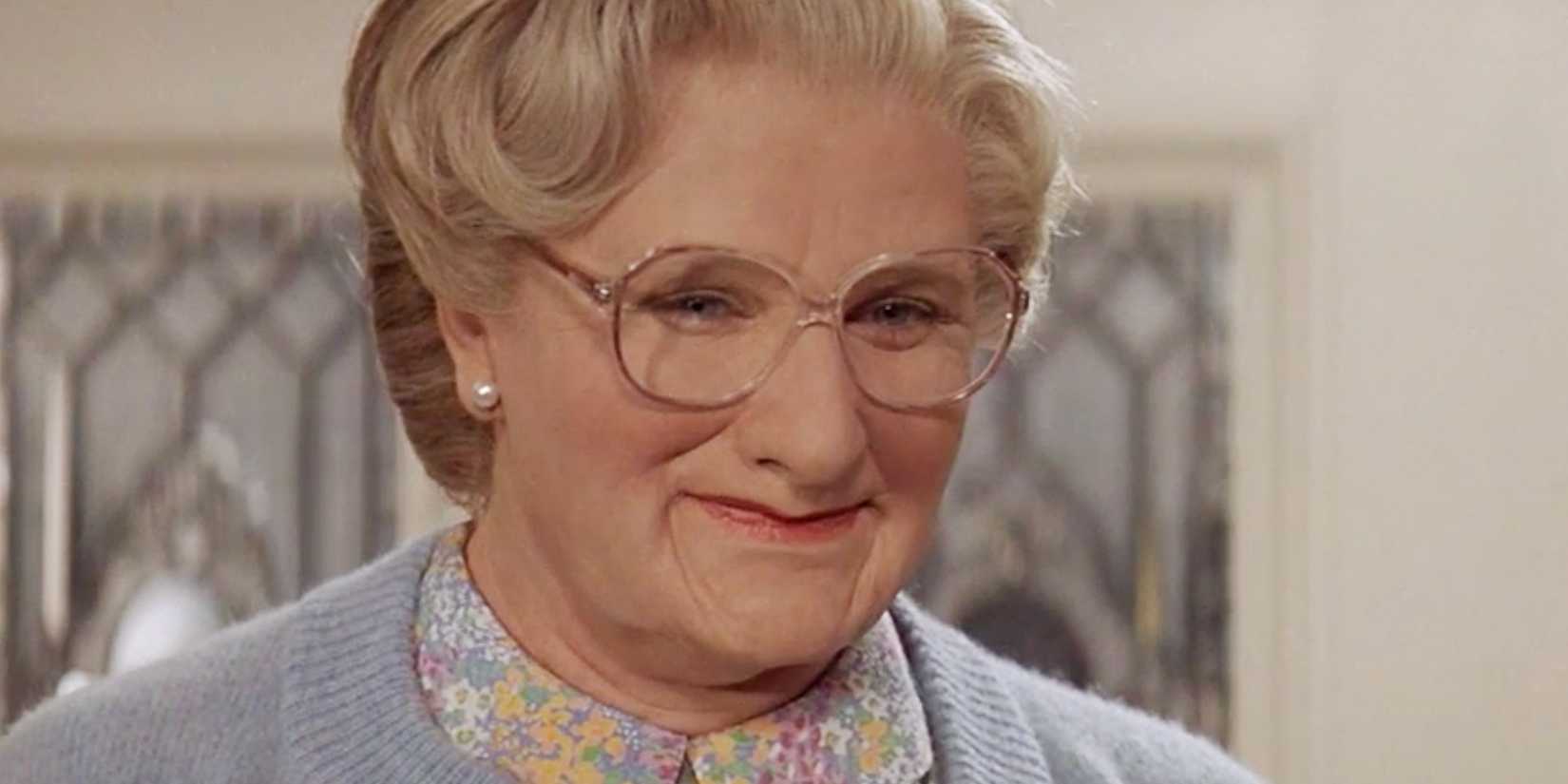 Mrs Doubtfire smiling warmly