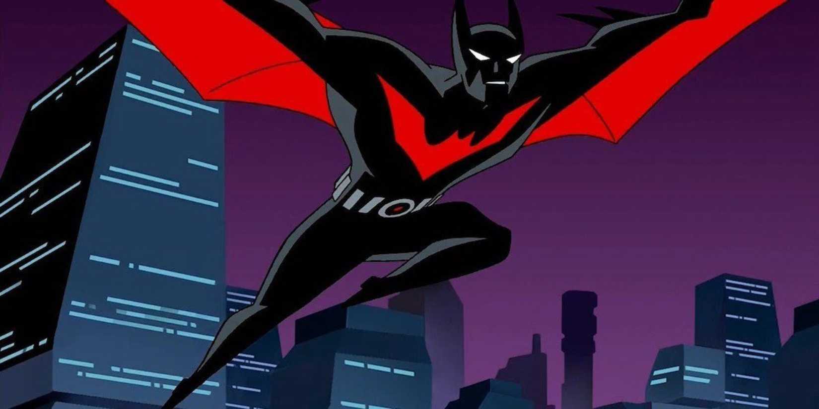 Animated Batman Beyond flies using glider wings