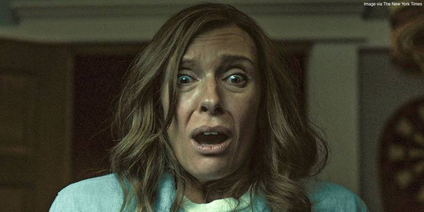 Toni Collette as Annie Graham looking distressed in 'Hereditary'