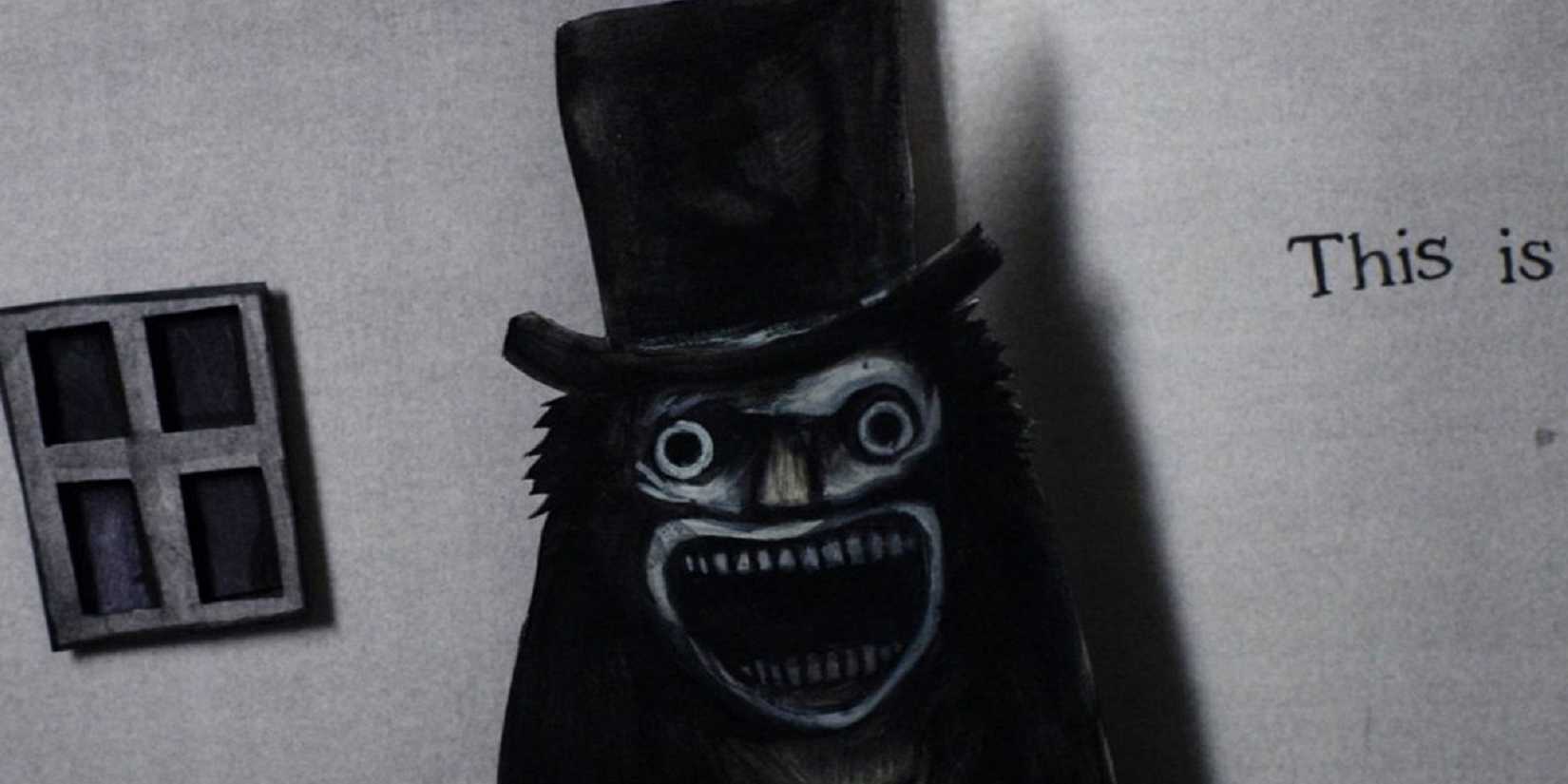 Mister Babadook smiling in the pop-up book. 