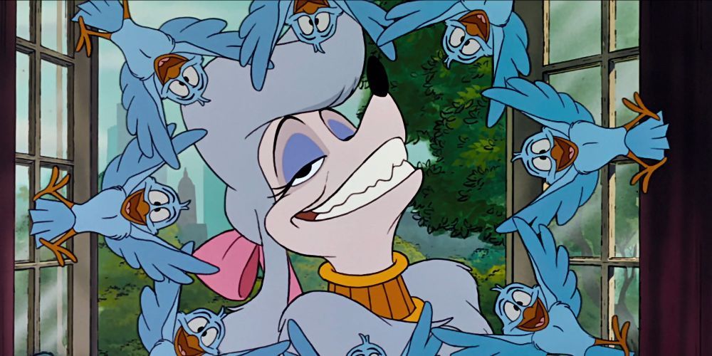 Georgette singing with the birds in Oliver & Company