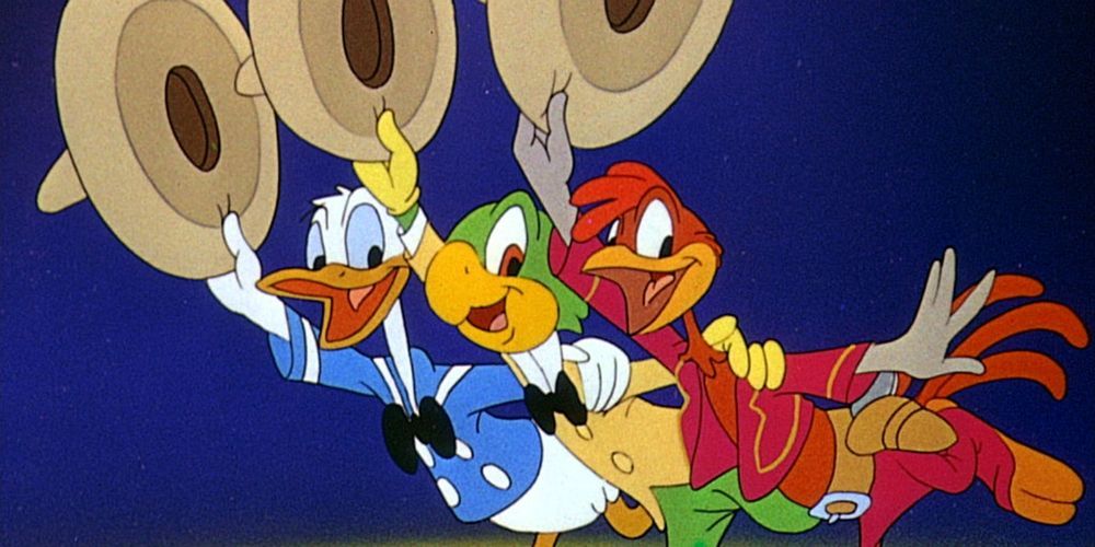 Donald Duck, Jose Carioca, and Panchito Pistoles in The Three Caballeros