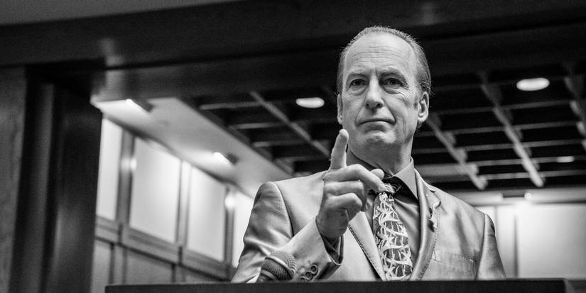 Saul Goodman stands with his finger pointed in court in Better Call Saul.
