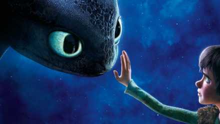 Hiccup reaching for Toothless in 'How to Train Your Dragon' (2010)