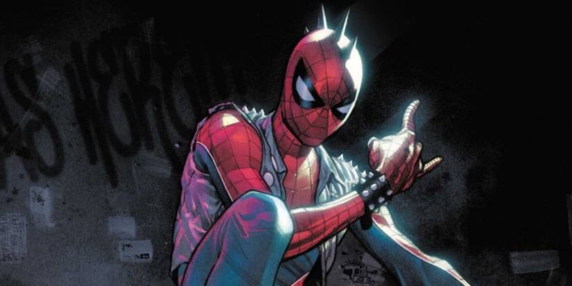 Spider Punk Hobie Brown com visual rebelde inspirado no movimento punk do universo Marvel