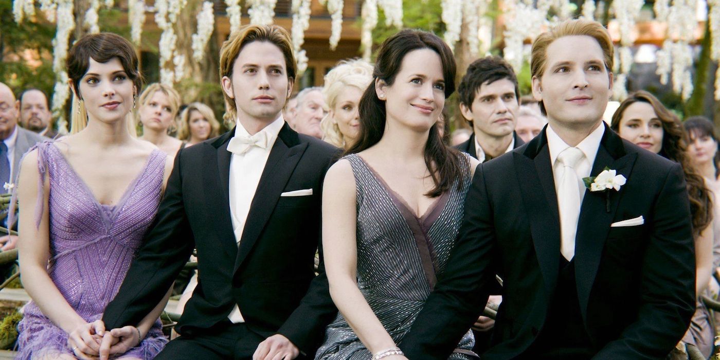 The Cullen family sitting at Bella and Edward&rsquo;s wedding ceremony in Breaking Dawn Part 1