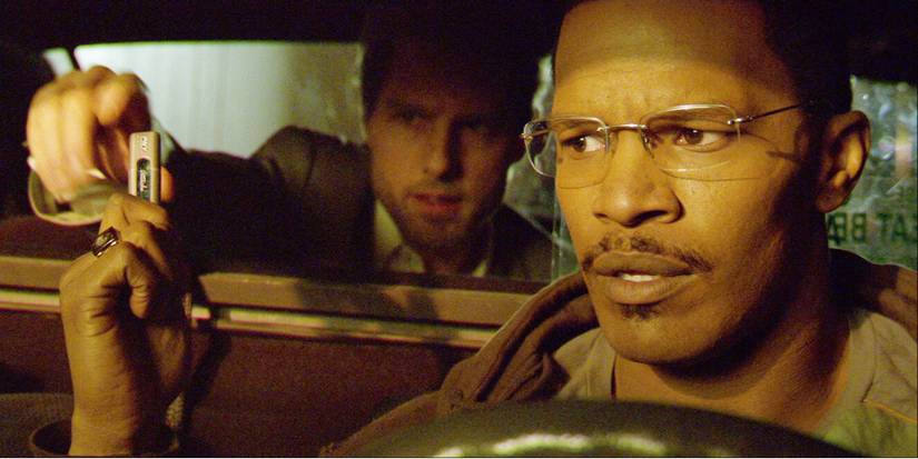 Tom Cruise and Jaime Foxx in the taxi in Collateral.
