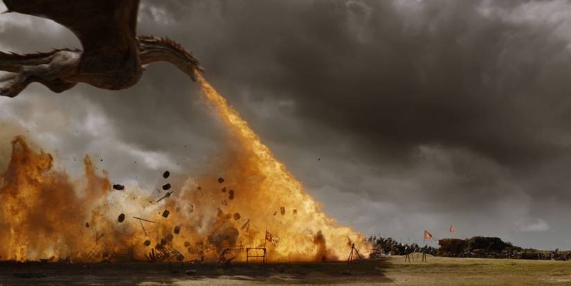 Drogon burning Lannisters in Game of Thrones