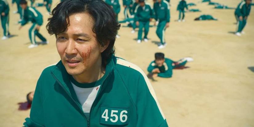 Lee Jung-jae as Seong Gi-hun in Squid Game Red Light Green Light Episode