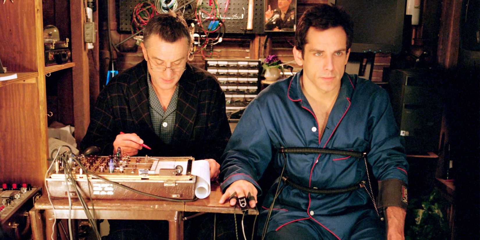 Robert DeNiro giving Ben Stiller a lie detector test in Meet the Parents