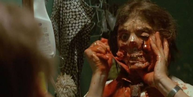 A man peels off his own face in 'Poltergeist'