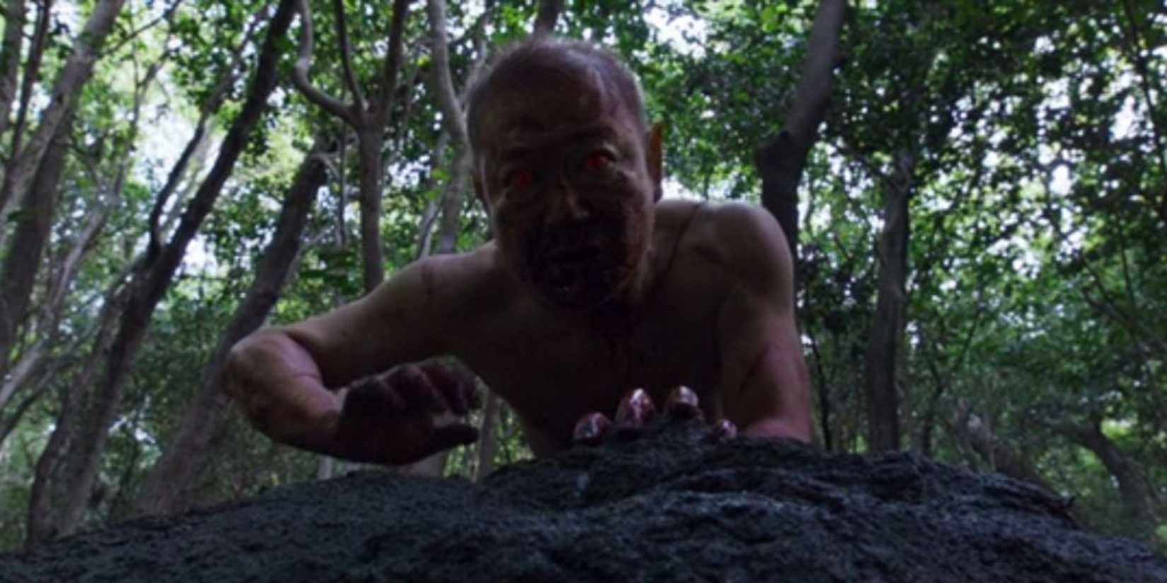 Setan berjongkok di hutan di The Wailing.