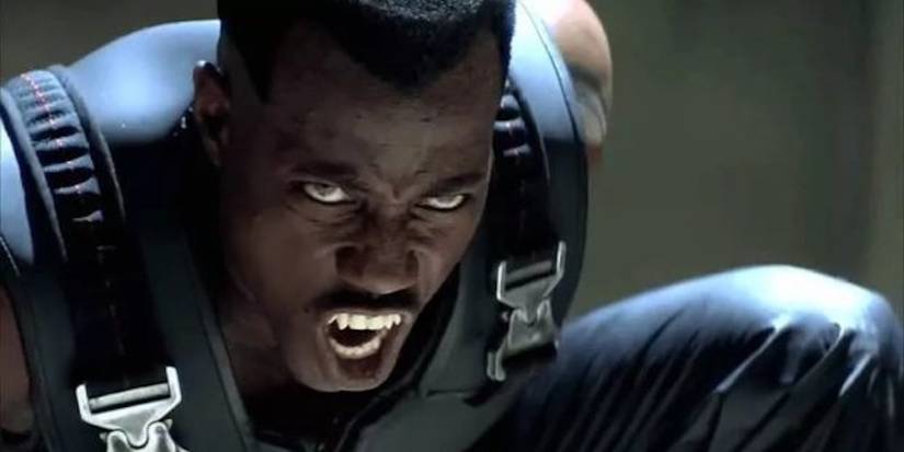 Blade bearing his vampire teeth in Blade