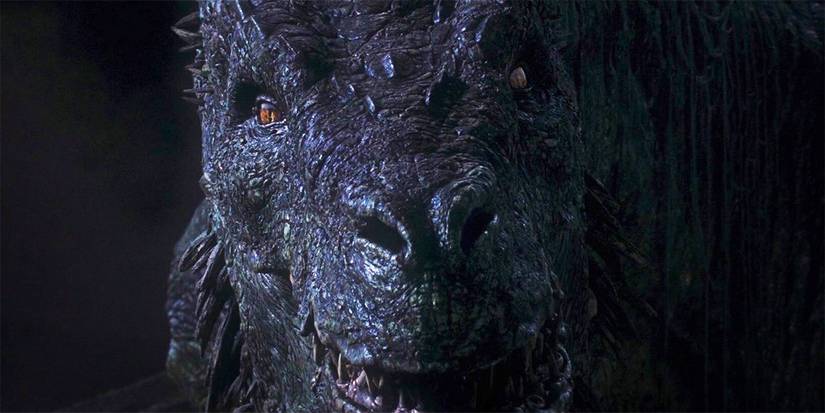 Closeup of the dragon Vhagar's face in House of the Dragon