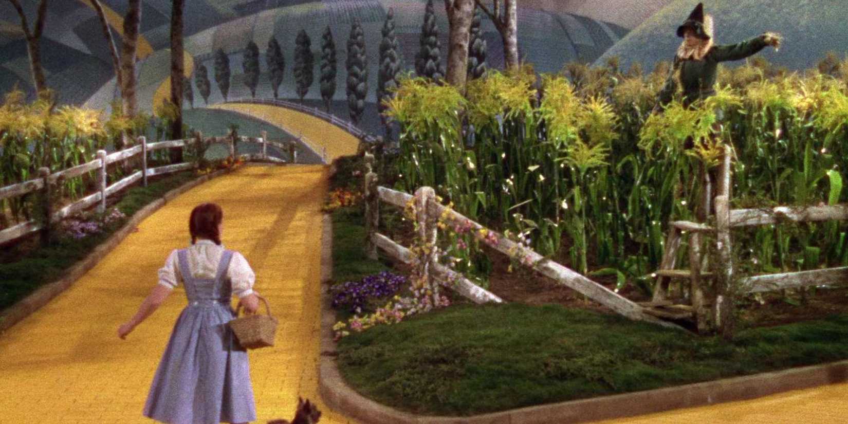 Dorothy meets the Scarecrow in The Wizard of Oz