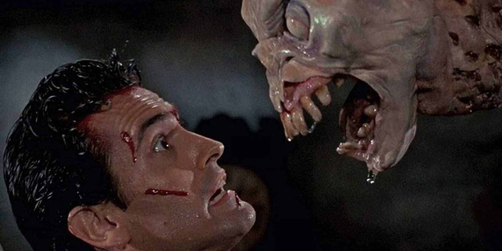 Ash Williams facing off evil in Evil Dead II (1987)