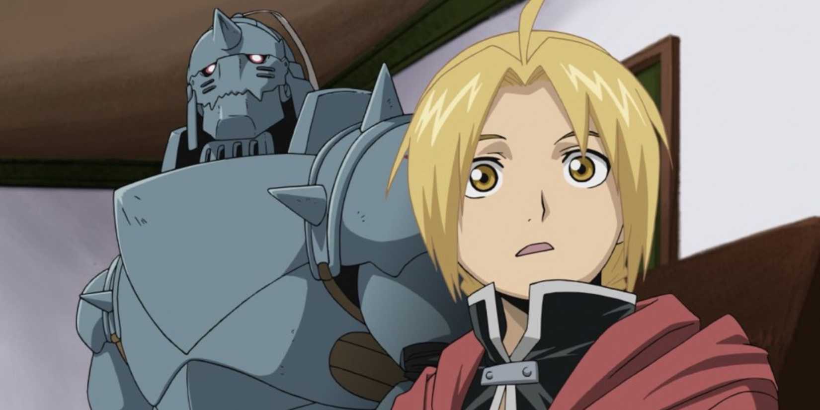 Edward and Alphonse looking ahead in Fullmetal Alchemist: Brotherhood.