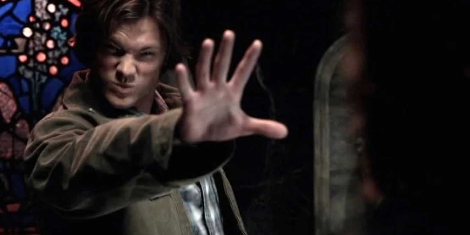 Sam Winchester (Jared Padalecki) using his demon powers in the 'Supernatural' episode "It's The Great Pumpkin, Sam Winchester"