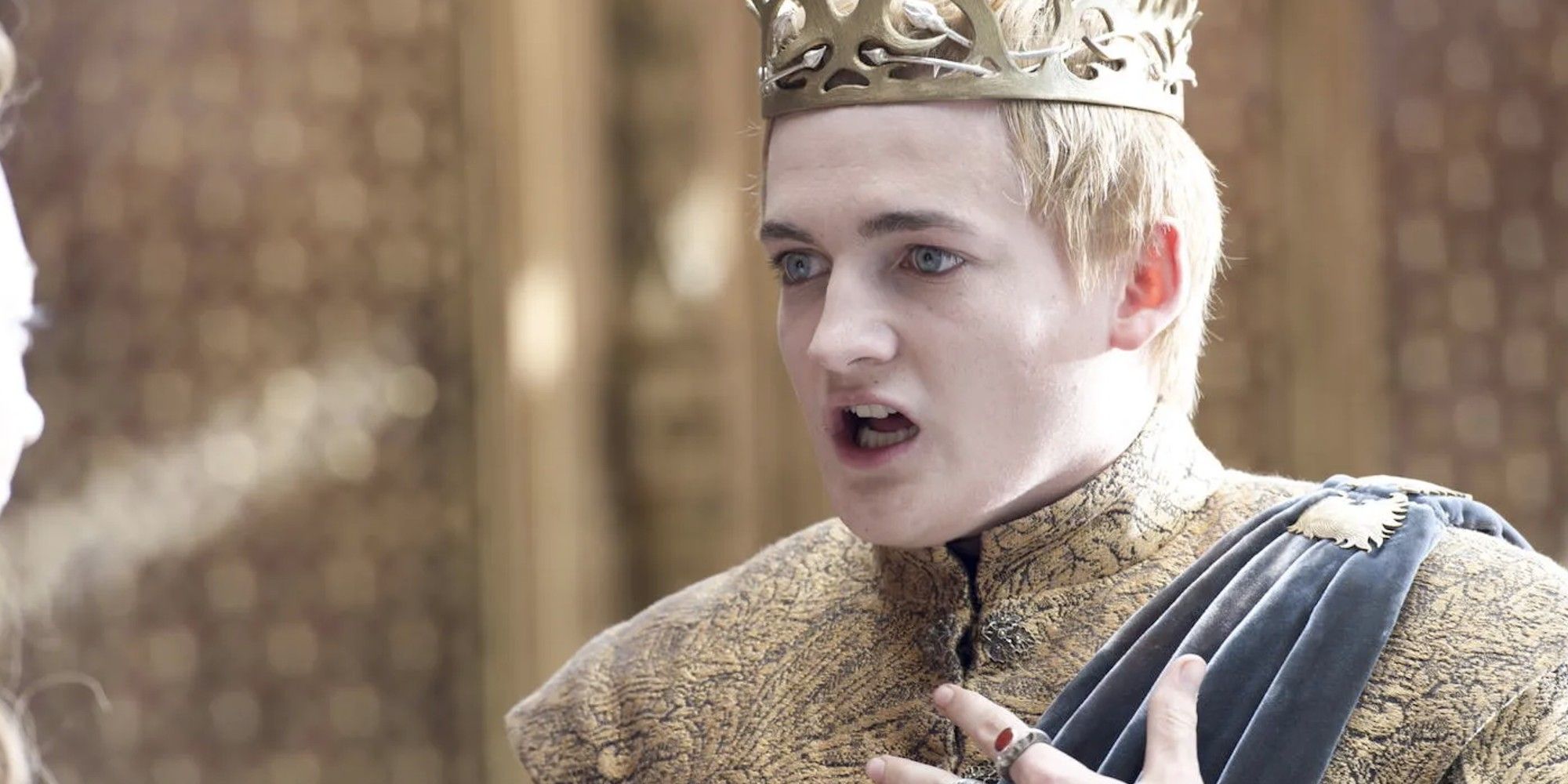 Jack Gleeson as King Joffrey Baratheon choking moments before his death in 'Game of Thrones'