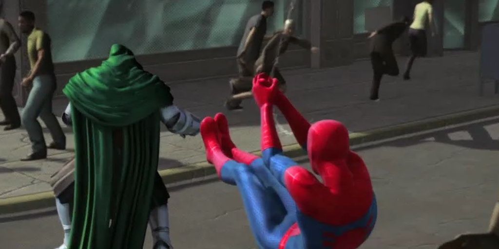 Marvel Chaos screenshot featuring Doom battling Spider-Man