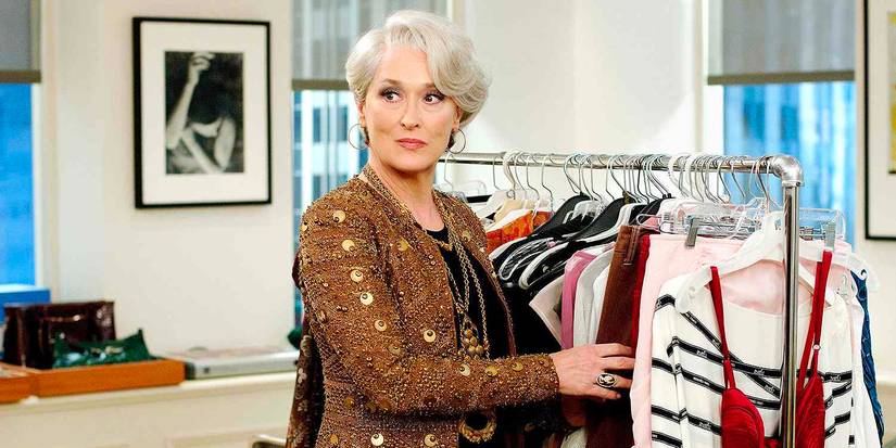 Meryl Streep as Miranda Priestly looking back at a person offscreen in The Devil Wears Prada