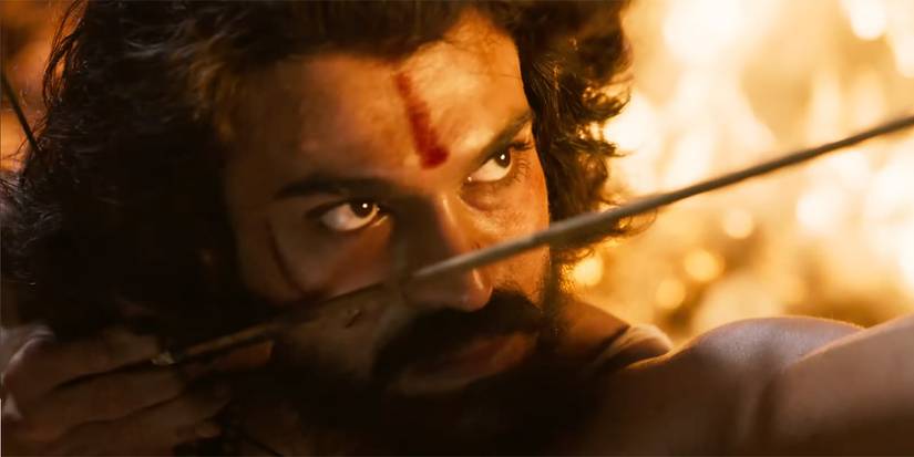 A close-up of Ram Charan in RRR
