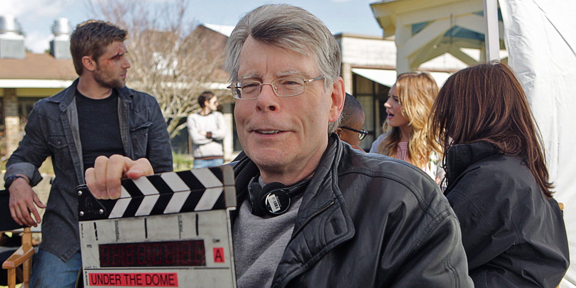 Stephen King on the set of Under the Dome