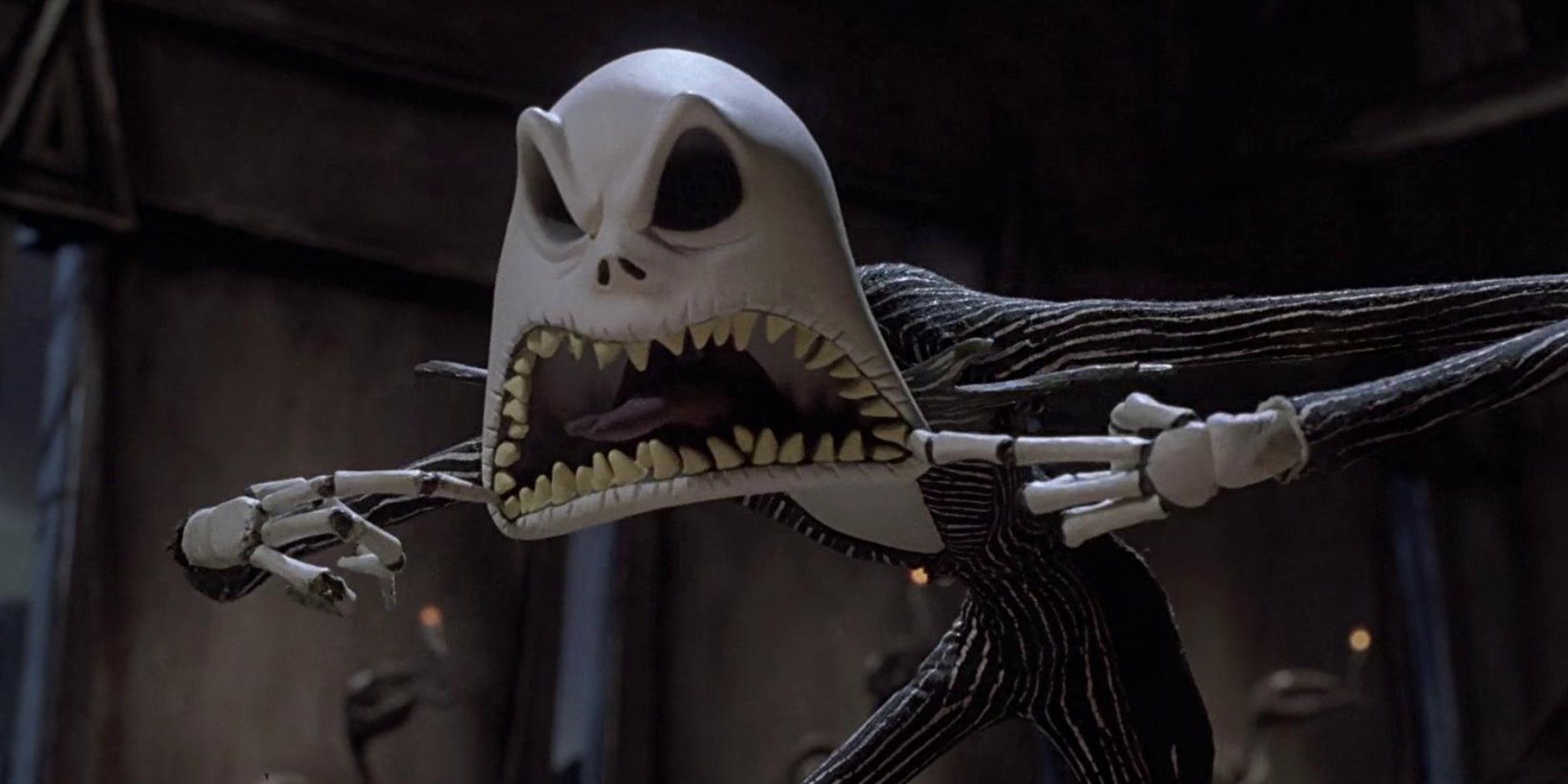 Jack making a scary face with his mouth in 'The Nightmare Before Christmas'