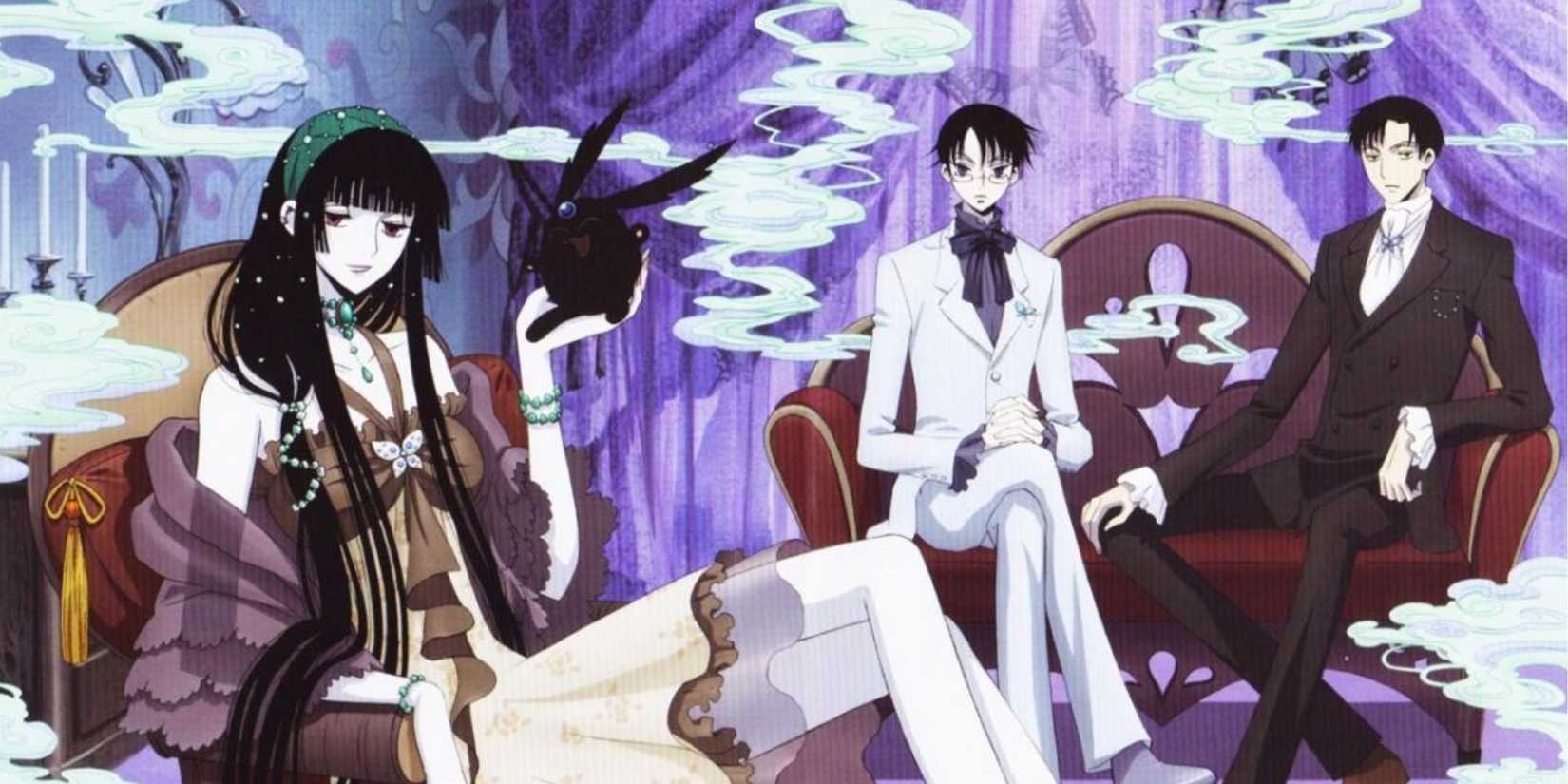 3 characters sitting in a smoky room in xxxHolic