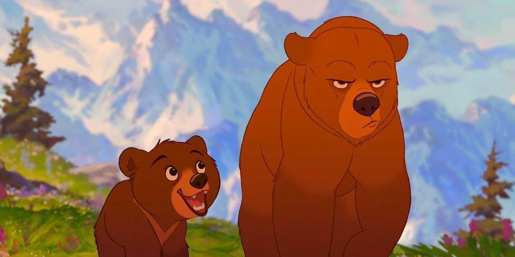 An angry Kenai walking beside Koda in 'Brother Bear'. 