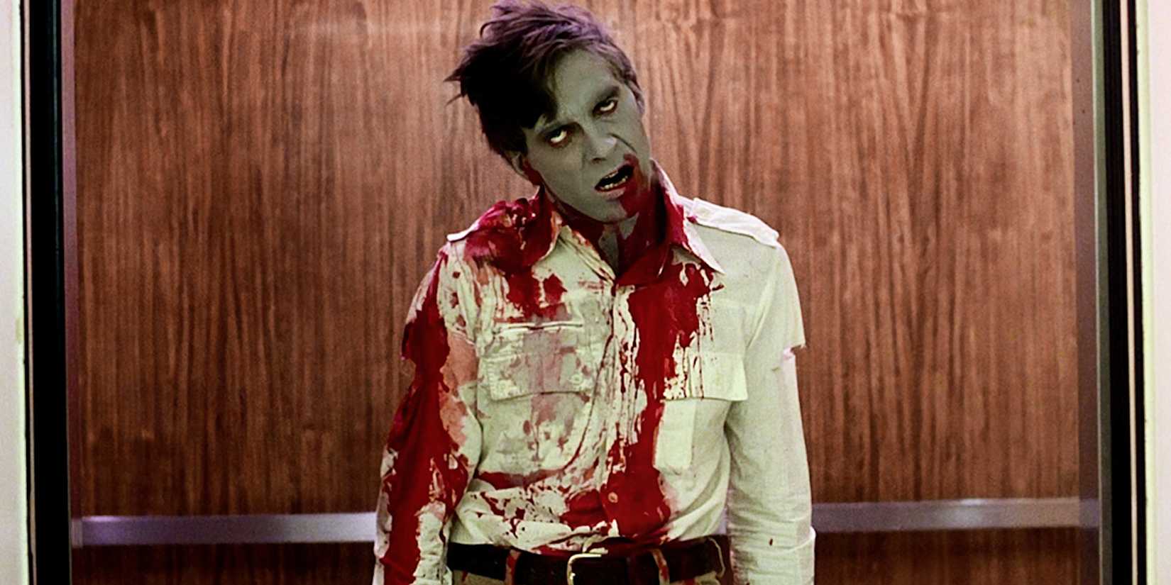 Flyboy (David Emge) as a zombie in the elevator in 'Dawn of the Dead' (1978).