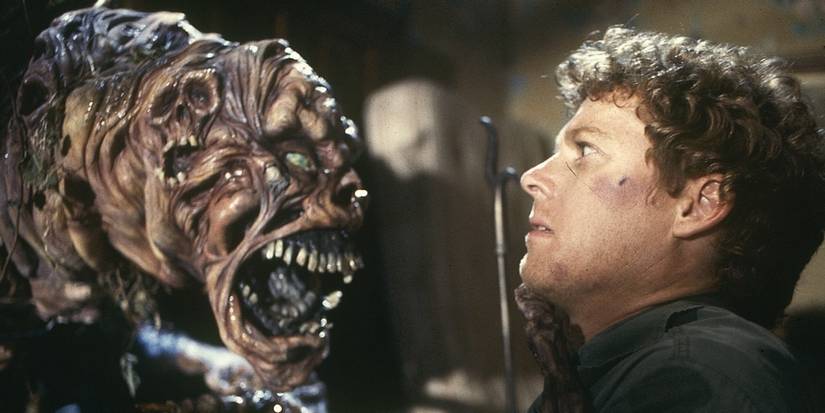 Roger (William Katt) looking in horror at a gruesome monster in House (1986).