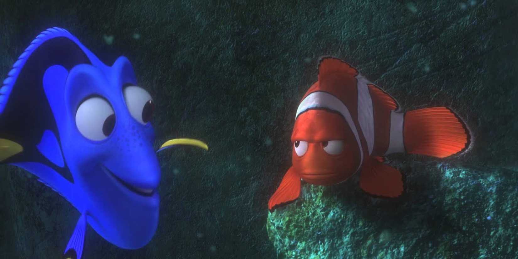 Marlin looking at Dori with an annoyed expression in Finding Nemo
