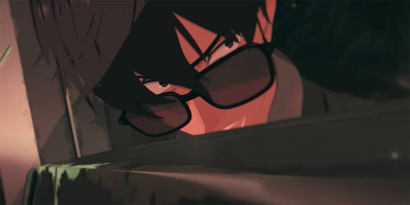 close-up trigun's stampede wearing sunglassses and looking offscreen