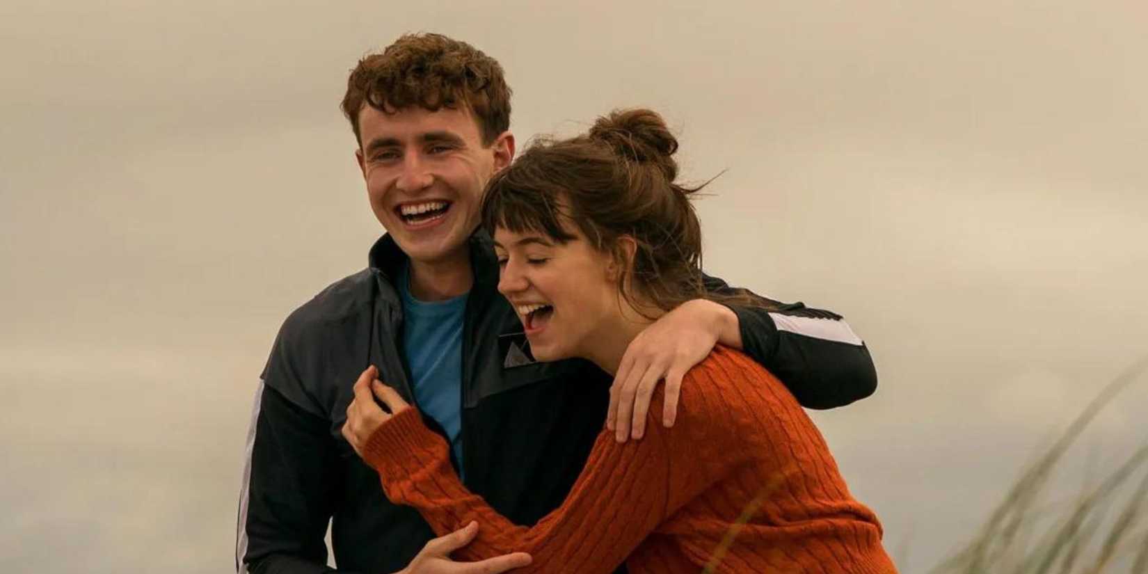 Marianne and Connell from Normal People hugging