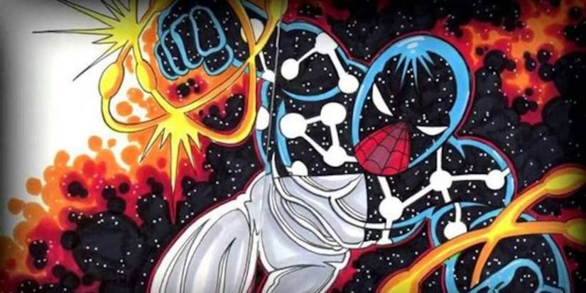 Cosmic Spider Man usando a Força Enigma em versão cósmica extremamente poderosa do Homem Aranha