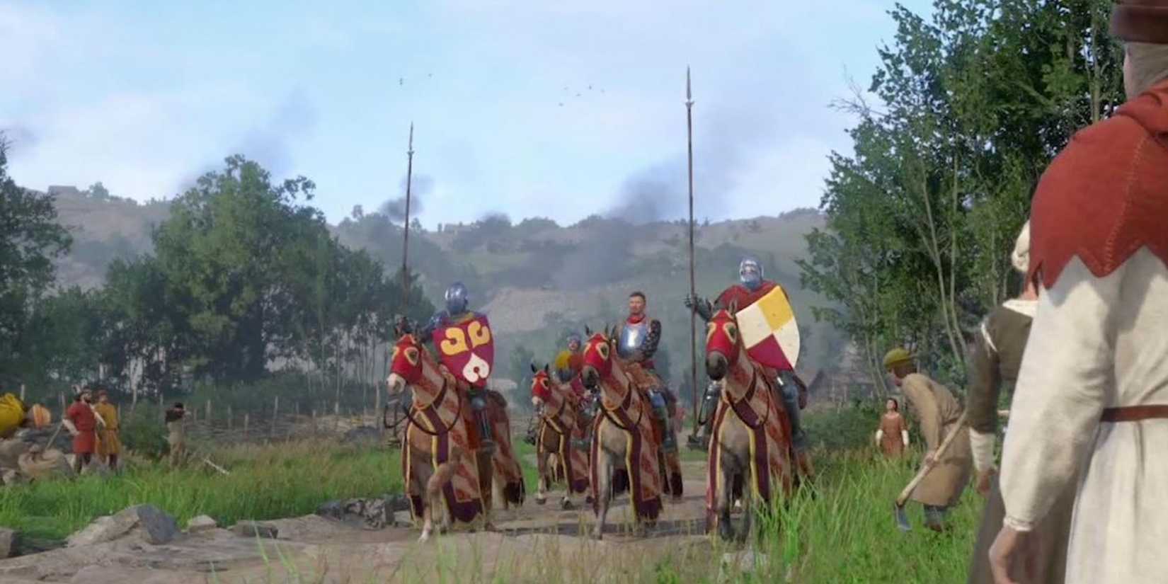 A group of knights on horseback in 'Kingdom Come: Deliverance'