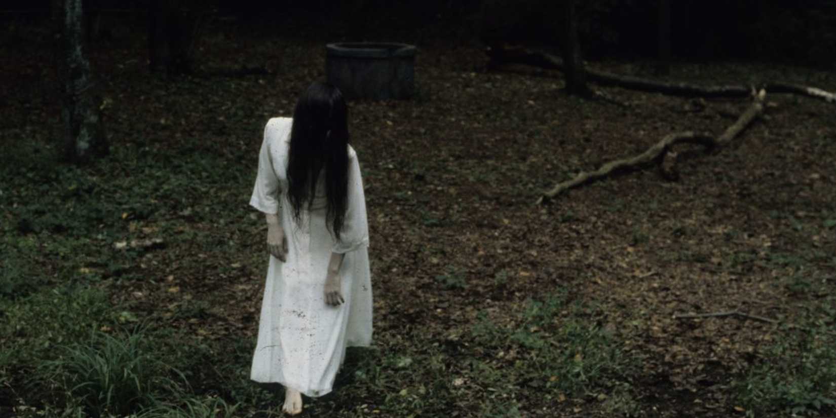 Sadako Yamamura in the woods in Ringu.