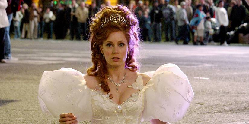 Giselle looking confused while coming out of a sewage in Enchanted