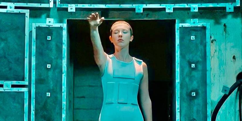 Eleven in a lab, in her power mode
