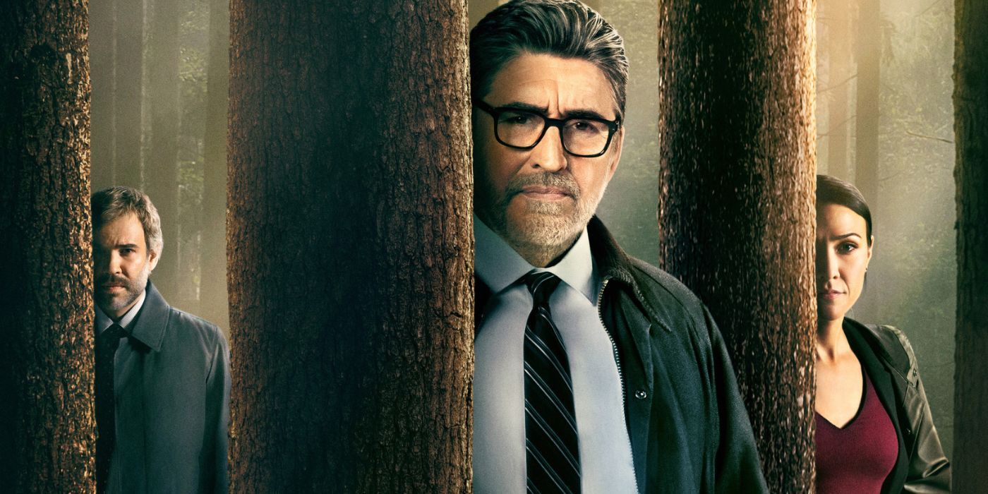 Alfred Molina, Rossif Sutherland, and Elle-Máijá Tailfeathers in Prime Video's Three Pines